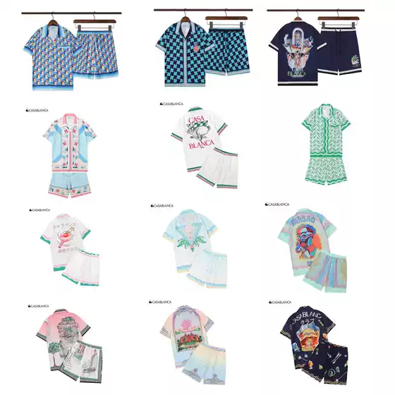 Casablanca Shirt Summer Beach Shirt Trendy Brand CASA Fantyprint Shirt Hawaiian Men and Women Shirt