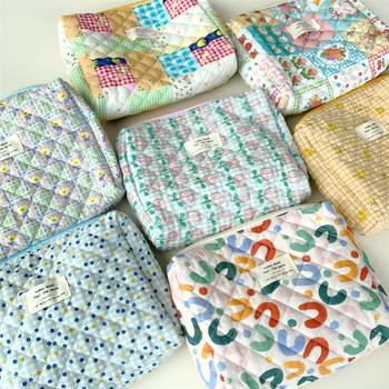 Floral Cosmetics Bag Large Capacity Cosmetic Bag Liner Bag Portable Storage Student Organization Wash Ins Quilted Cotton