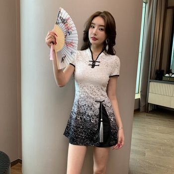2025 spring and summer new high-end fashion beauty salon massage pedicure technician work clothes improved cheongsam dress