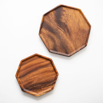 South America Walnut Tray Octagonal Plate Wooden Fruit Plate Japanese Style Household Tea Cup Tray Creative Solid Wood Head Tray