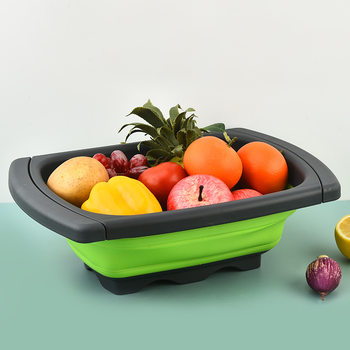 Plastic Drain Basket Pp Retractable Vegetable Washing Basket Foldable Fruit and Vegetable Storage Filter Basket Cleaning Basket Fruit Basket Foldable Storage