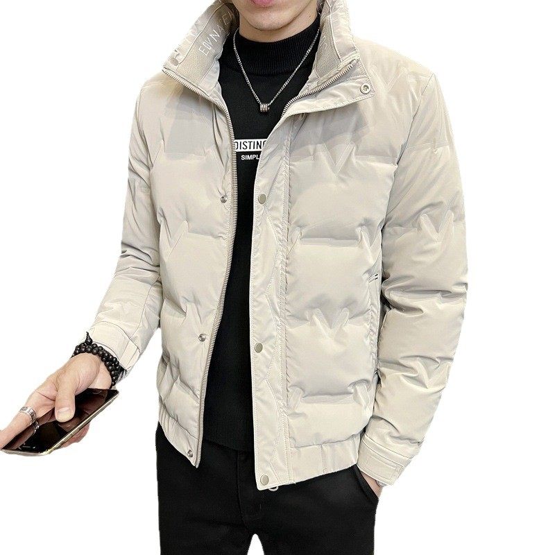 Men's down Jacket Trendy Simple Stand Collar Thick Warm Korean Style Slim Stylish Trendy Brand Men's down Coat