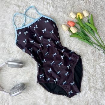 [Cocoa Bean] Racing Bright Color Slimming Look Triangle Swimming Pool Low Slit Large Hip Professional Training Racing Swimsuit