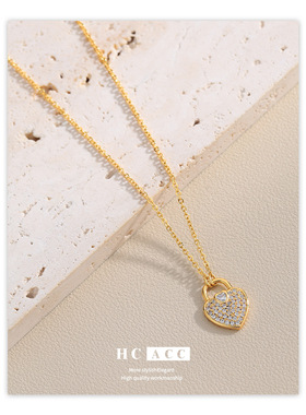 法式级简约设计感爱心镶钻新款时尚气质女士配饰颈链气质女项链