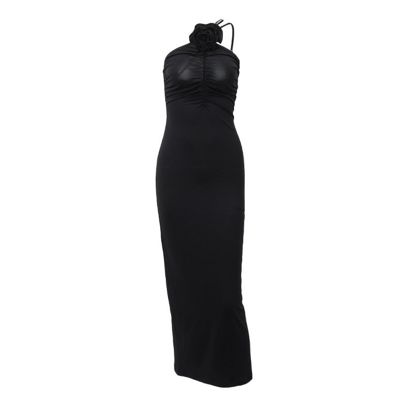 One Shoulder Floral Pleated Bodycon Dress Sexy Elegant Waist Defined Perfect for Parties and Evening Events