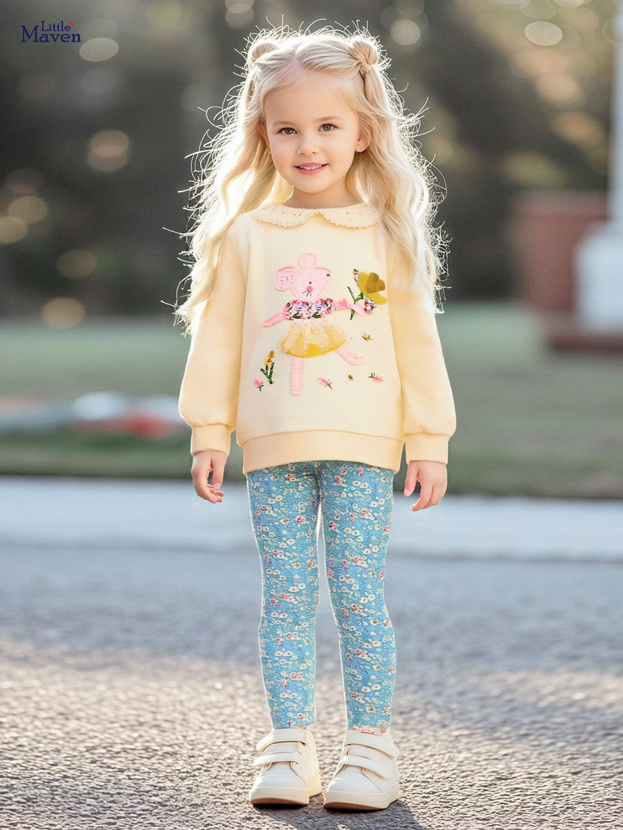 Grosir pakaian anak pabrik, set anak perempuan musim gugur, set anak lucu gaya