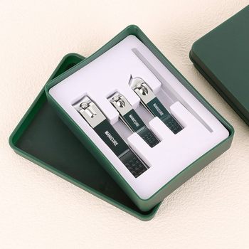 Factory supply exquisite nail clippers high-end portable boxed nail clippers 3-piece set of nail sharpening manicure tools suit