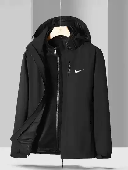 Men's and women's three-in-one detachable fleece-lined thickened spring, autumn and winter printed logo windproof waterproof coat windbreaker