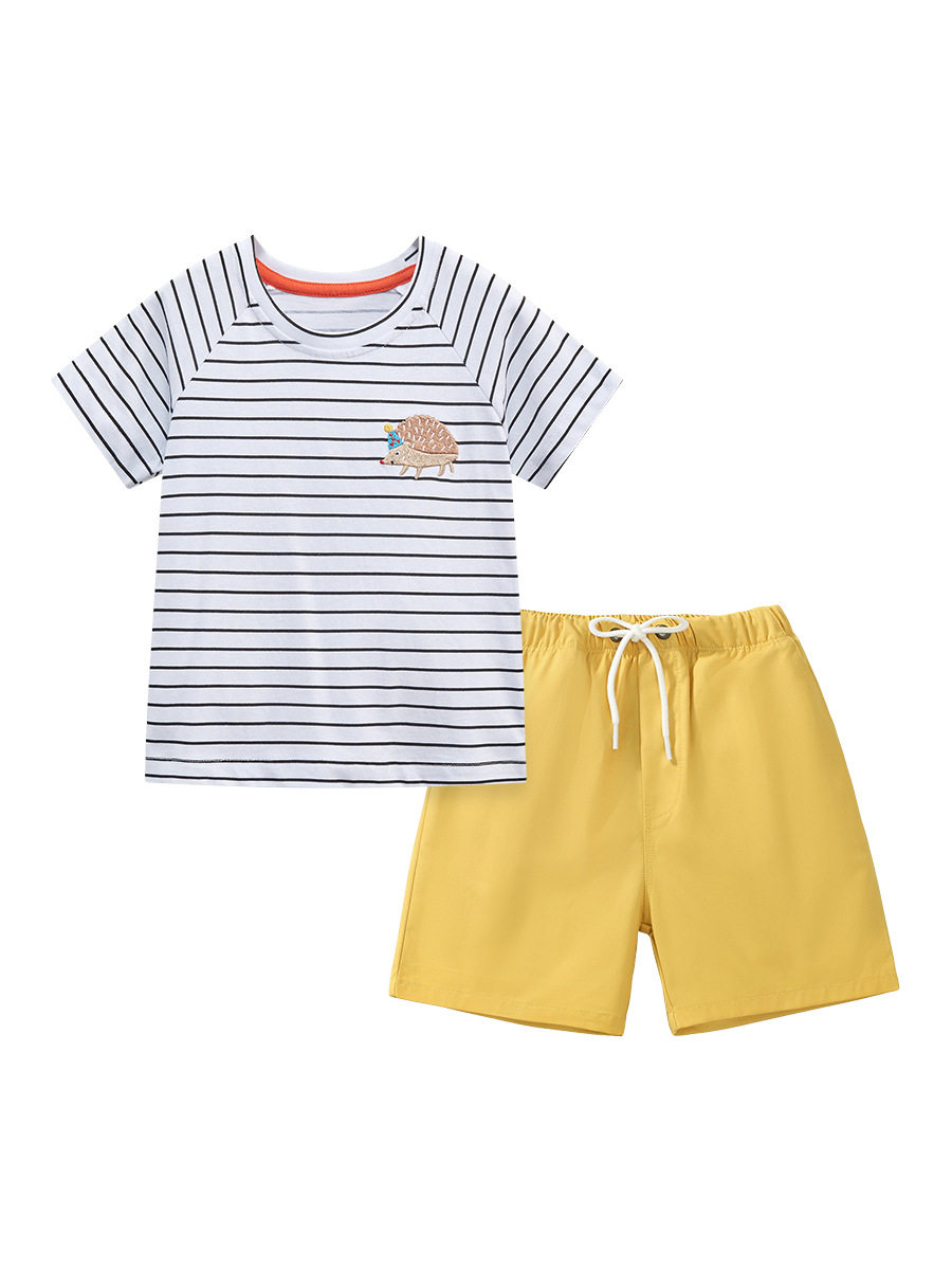 Source Factory Kids' Clothing Wholesale, Cartoon Striped Boys' Set, Summer Kids' Set