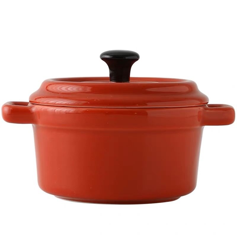 Steamed Egg Bowl Ceramic Small Bowl with Lid Double Skin Milk Bowl Pudding Dessert Bowl Baking Oven Can Be Used Baby Food Bowl