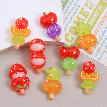 Creative Sequin Fruit Skewers Handmade DIY Cream Glue Resin Small Accessories Hole Shoe Buckle Jewelry Materials Wholesale