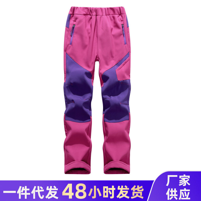 PETUTWO/Pengtu New Fall/Winter Children's Soft Shell Pants Fleece Pants Outdoor Mountaineering Pants for Boys and Girls