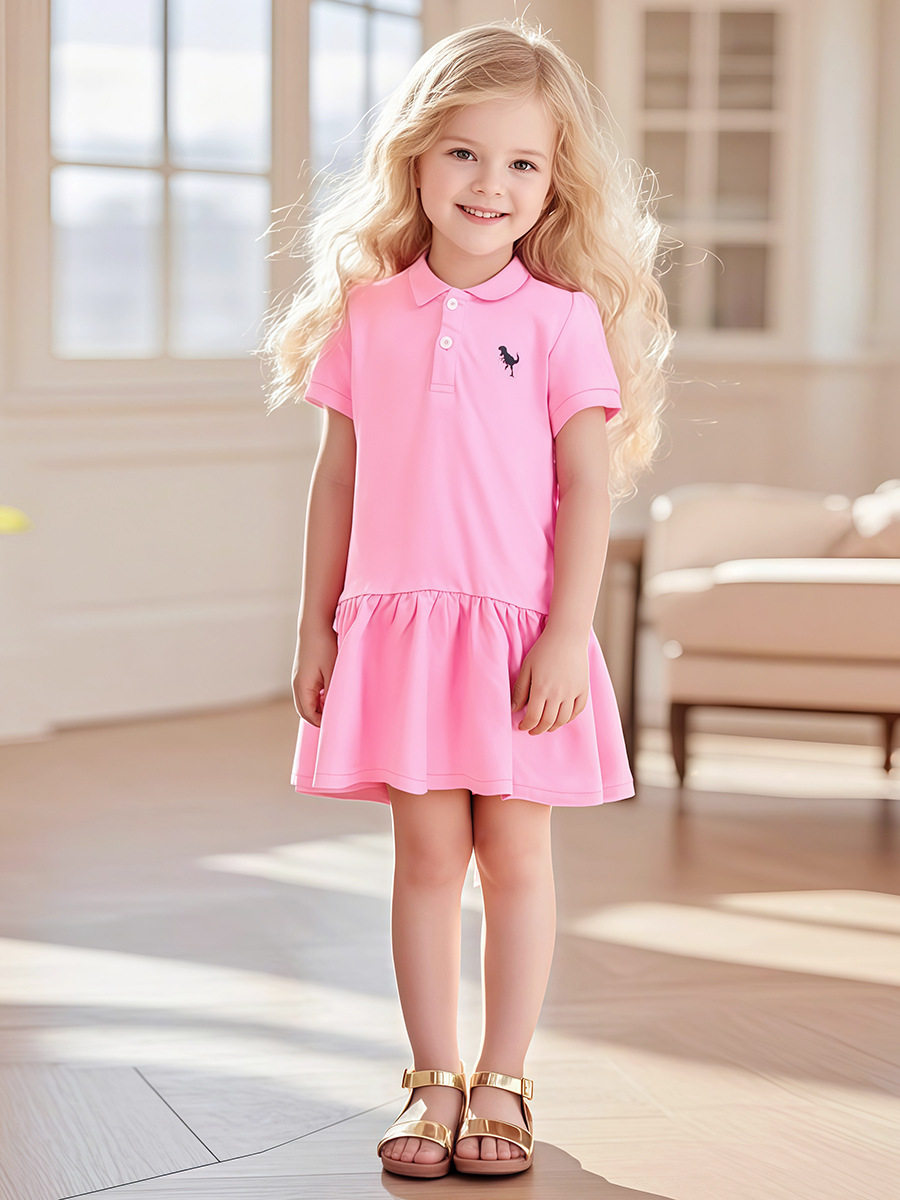 Heat Transfer Kids' Dress, Summer Girls' Short-sleeve Dress, Cotton Kids' Princess Dress