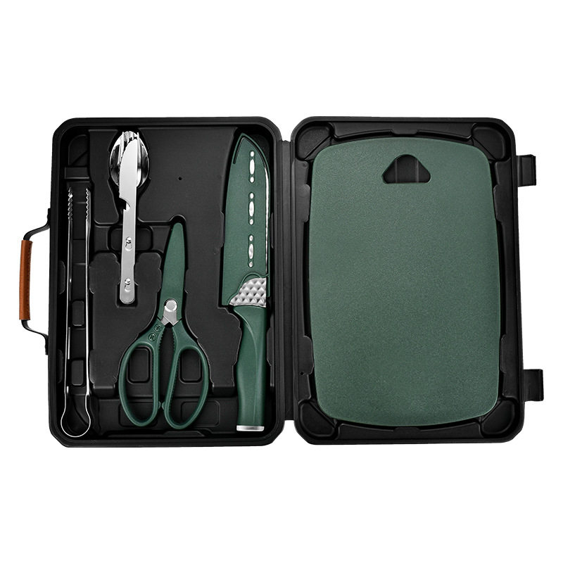 Spot Amazon Stainless Steel Camping Style Barbecue Tool Set Outdoor Portable Bbq Barbecue Tool 5-Piece Set