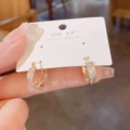 No.13 double-layer zircon heart-shaped ear buckle (real gold plating)