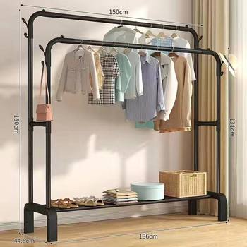 Simple and Sturdy Floor-Standing Clothes Drying Rack for Home Bedroom Coat Rack Balcony Clothes Drying Rod Clothes Drying Rack Vertical Hanging Rack
