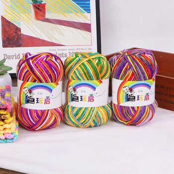 Play with the Rainbow Line 5 strands of milk cotton wool five strands of dyed wool Group hand crochet scarf line manufacturers wholesale
