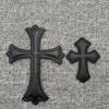 New European and American black retro cross embroidery embroidery logo sewing leather logo clothing textile fashion accessories cloth stickers