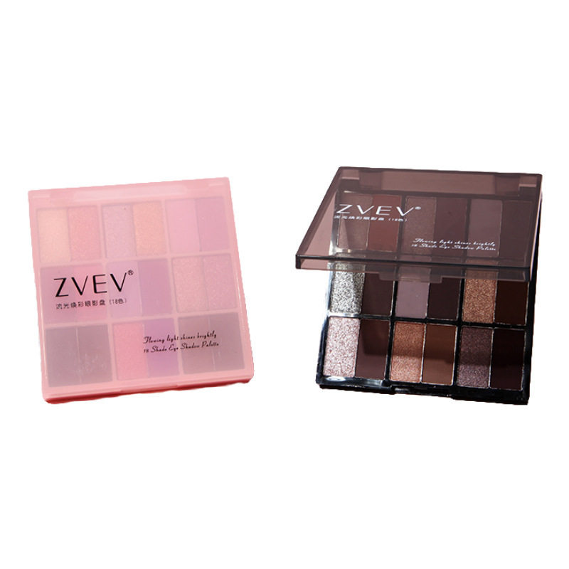 ZVEV 18-color streamer glowing color eyeshadow plate pearlescent matte fine flash low saturation silty delicate eyeshadow beginner