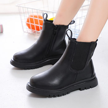 Children's Shoes 2025 Autumn and Winter New Casual Solid Color Medium and Large Children's Leather Boots Soft Sole Single Boots Korean Style Children's Martin Boots