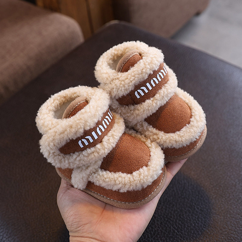 Autumn and Winter Baby Soft-Soled Shoes, Cotton Shoes for 0 to 1 Year Old Male and Female Babies, 6-12 Months Old, Fleece-Lined to Heattech