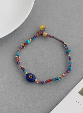 手链青金石小众水晶法式复古