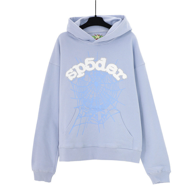 Cross-border SP5DER spider web print hoodie European and American trendy brand large size loose men's and women's hooded sweatshirt suit
