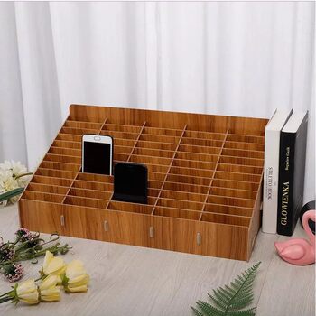 Classroom Meeting Room Storage Shelf Mobile Phone Storage Box Multi-grid Wooden Screen Storage Box Multi-functional Storage Box