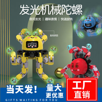 Fingertip Gyro Mechanical Deformation Gyro Luminous Cross-border Toy Face-changing Octopus Gyro Decompression Educational Toys