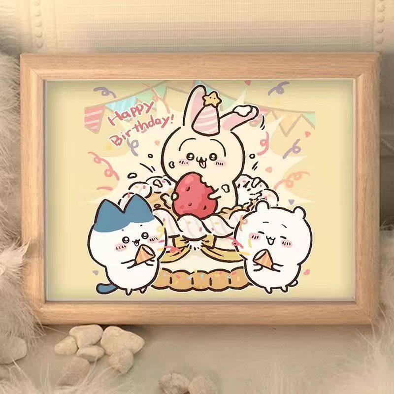 New Chiikawa Happy Birthday Table Children's Cute Cartoon Photo Frames Room Ornaments for Friends Gifts