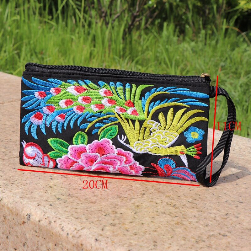 Yunnan Ethnic Embroider Clutch Bag Fabric Cosmetic Bag Women's Long Wallet Export Coin Mobile Phone Bag Gift Bag