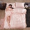Summer ice silk four-piece quilt cover bedding silky black quilt cover student bed hat three-piece set wholesale