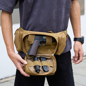 Cross-border Outdoor Multi-functional Tactical Waist Bag Men's Invisible Gun Case Wear-resistant and Durable Sports Chest Bag Storage Crossbody Bag