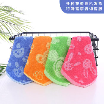 Wholesale foreign trade stall towel supermarket kindergarten soft absorbent towel weak twist cartoon jacquard small square towel