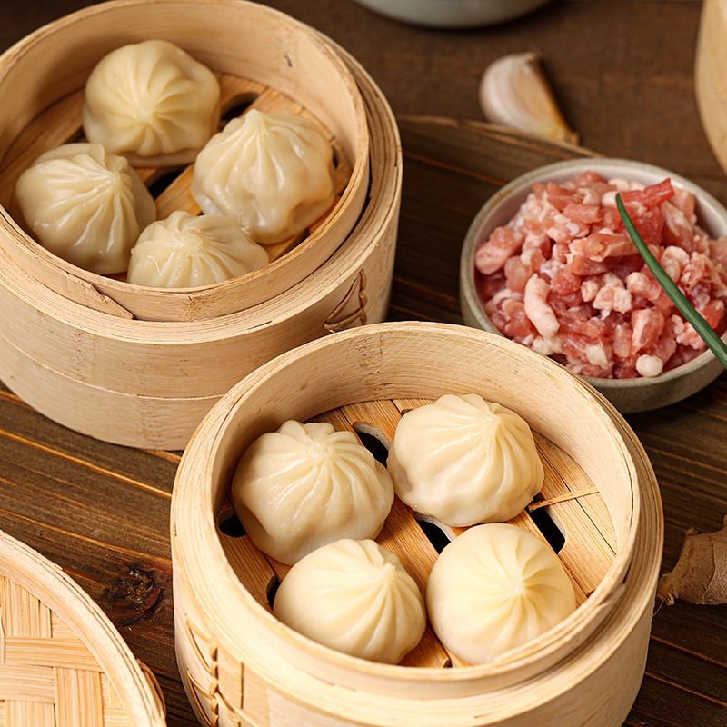 Jiangnan Flavor Su-Style Xiaolongbao (Steamed Dumplings) Frozen Fresh Meat Soup Dumplings Frozen Pastry Morning Tea Snack Breakfast Semi-Finished Product