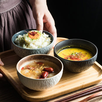Textured Rice Bowl Dining Bowl Creative High-value New Style Household small size Soup Bowl Dessert Bowl Porridge Bowl Breakfast Bowl