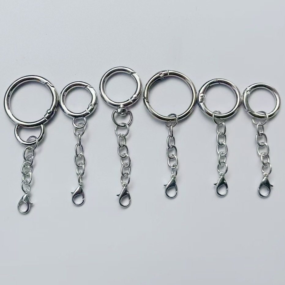 Spring Ring with Lobster Clasp and Four-Section Chain Three-Piece Luggage Pendant Set Toy Jewelry Hanging Buckle Keychain