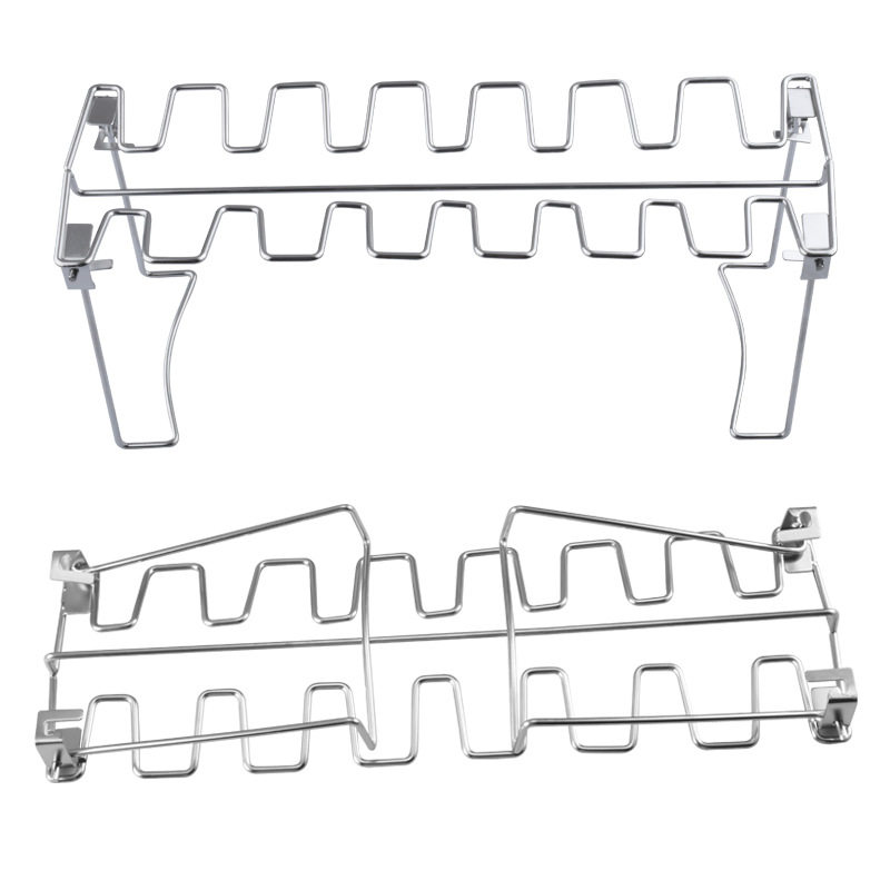 Household 430 Stainless Steel Foldable Chicken Leg Rack Oven Baking Tray Barbecue Meat Rack Bbq Grilling Tool