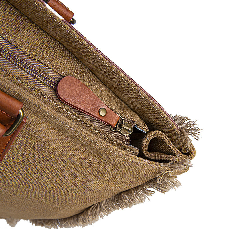 Túi Tote Nữ Vải Canvas Cotton Họa Tiết Bohemian Vintage Đeo Vai, Đeo Chéo, Xách Tay Màu Nâu, Xanh, Đỏ, Be chi tiết 11