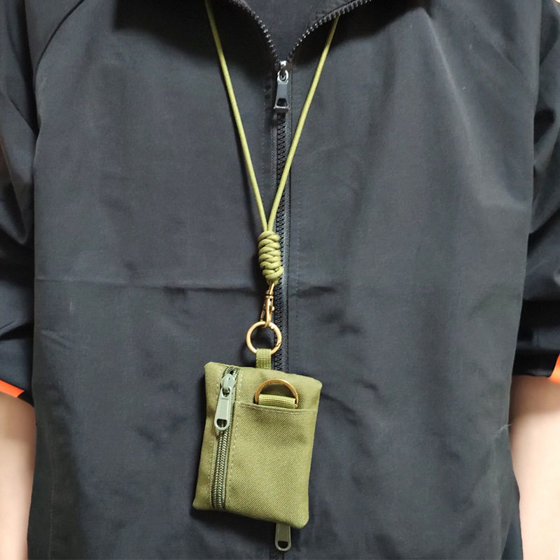 Outdoor Tactical Coin Purse, Mini Card Holder, Casual Sports Multi-Functional Lanyard, Earphone Storage Pouch, Key Bag