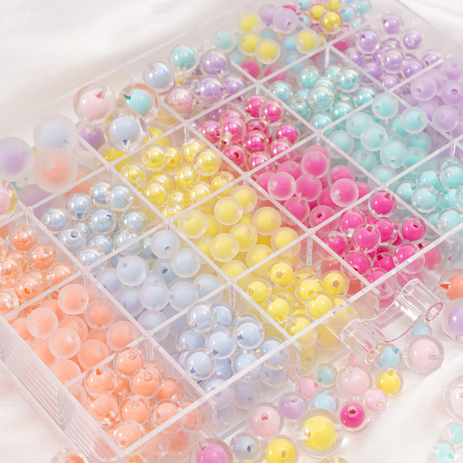 ลูกปัดอะคริลิกเคลือบสี ใส ผิวด้าน สำหรับงาน DIY เครื่องประดับแฮนด์เมด ทำสร้อยห้อยโทรศัพท์มือถือ ลูกปัดกระจาย