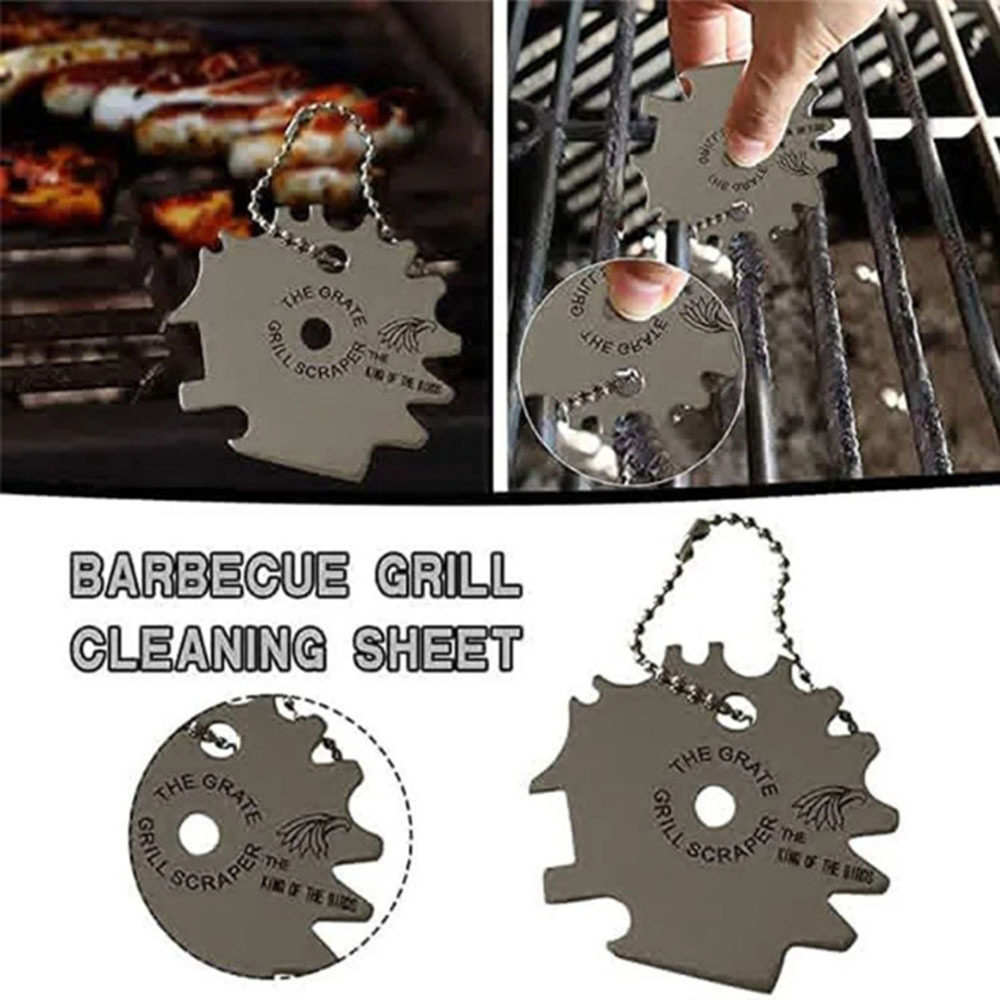 Multifunctional barbecue scraper thickened stainless steel barbecue grill cleaning brush cleaning scraper barbecue grill gap cleaning