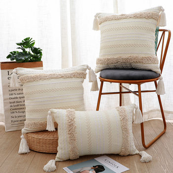 Wholesale Bohemian Moroccan Woven Lumbar Pillow Cushion Sofa Pillow Bedroom Pillow with Insert Tufted Pillowcase
