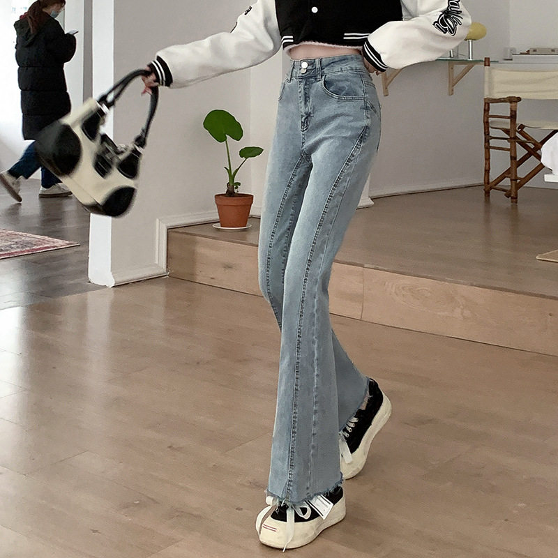 High Waisted Slimming Flare Jeans Womens Spring Fall Style Versatile Straight Leg Wide Leg Trousers Wholesale Available