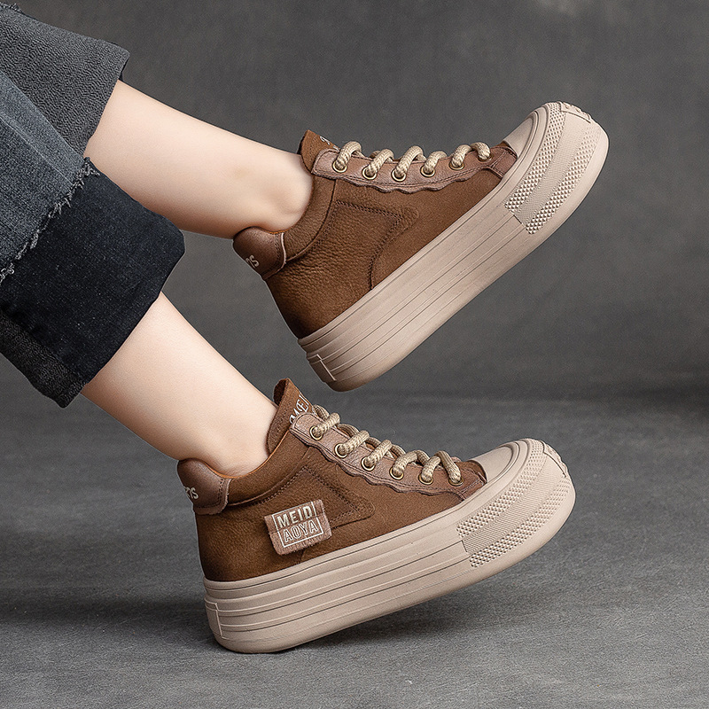 Giày Thể Thao Tăng Chiều Cao Nữ Mũi Tròn Tăng Chiều Cao Đế Cao Hàng Mùa Xuân Thu Đông