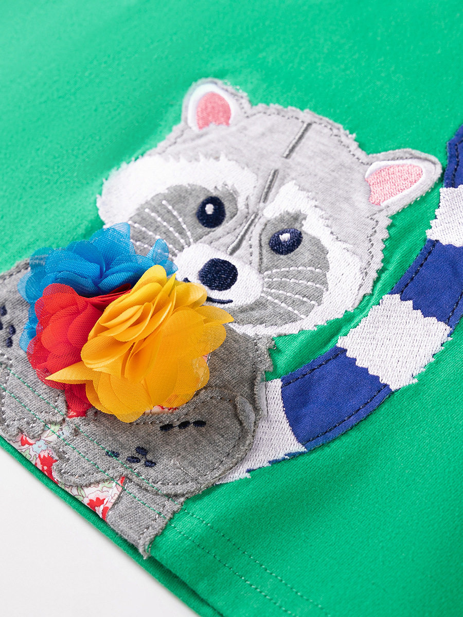 Girls' Summer Cartoon Short-Sleeve Dress Wholesale from Source Factory, Applique Kids' Dress