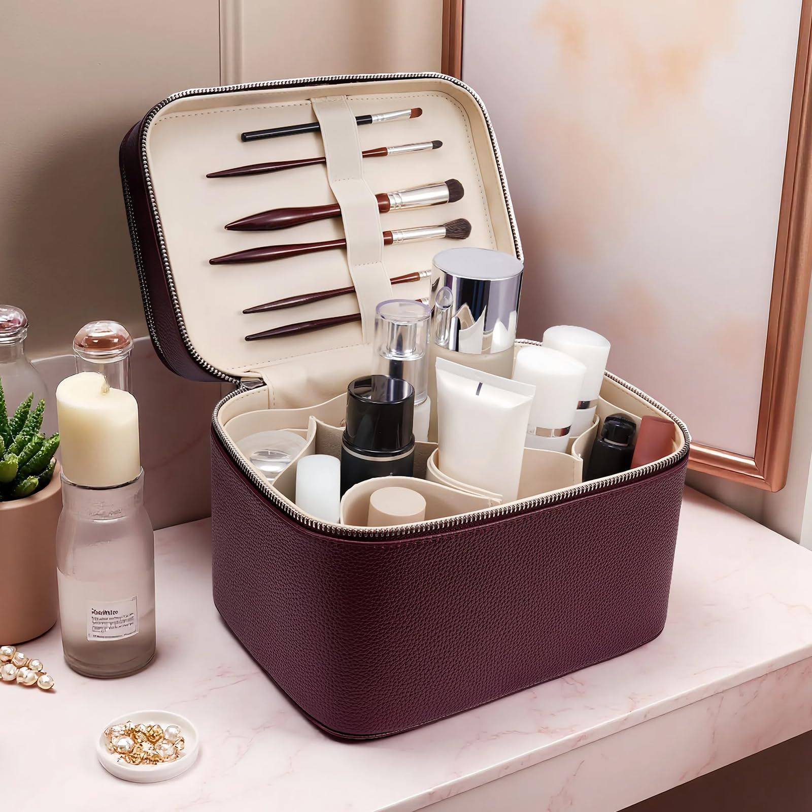 Double-Layer New Portable Professional Cosmetic Bag, Skin Care Tool Bag, Beauty Eyelash Storage Box, Multi-Compartment Cosmetic Bag