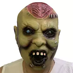 2025 Halloween Cross-Border Hot-Selling Masks Haunted House Escape Room Npc Costume Props Bald Head Explosion Headgear