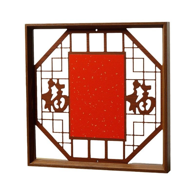 Calligraphy frame calligraphy frame frame mounting frame wooden hollow carving frame gold blank red paper manufacturers wholesale