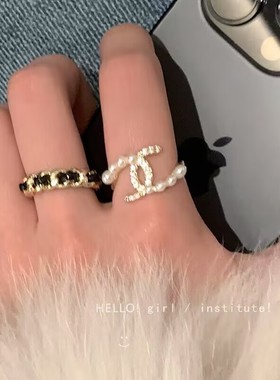 珍珠开口戒指女ins锆石